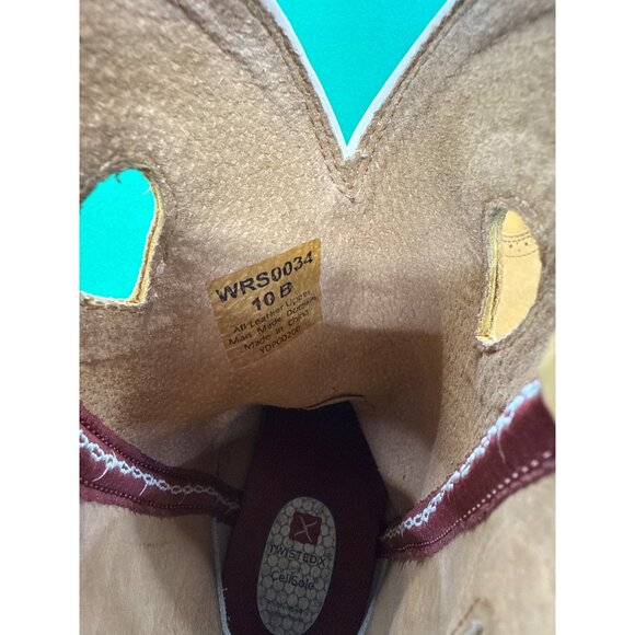 Twisted X Womens 10 B Leather Cowboy Boots Square Toe Tan With White Cross Embro - Picture 4 of 6